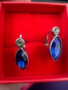 Elegant Blue Marquise Crystal Drop Earrings for Women